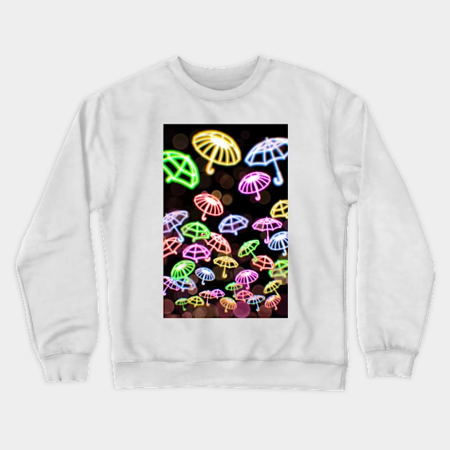 Umbrella Neon Pattern Crewneck Sweatshirt by FullMoon